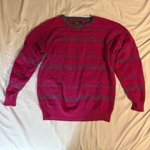 Alps knit Pink and turquoise blue vintage 80s sweater